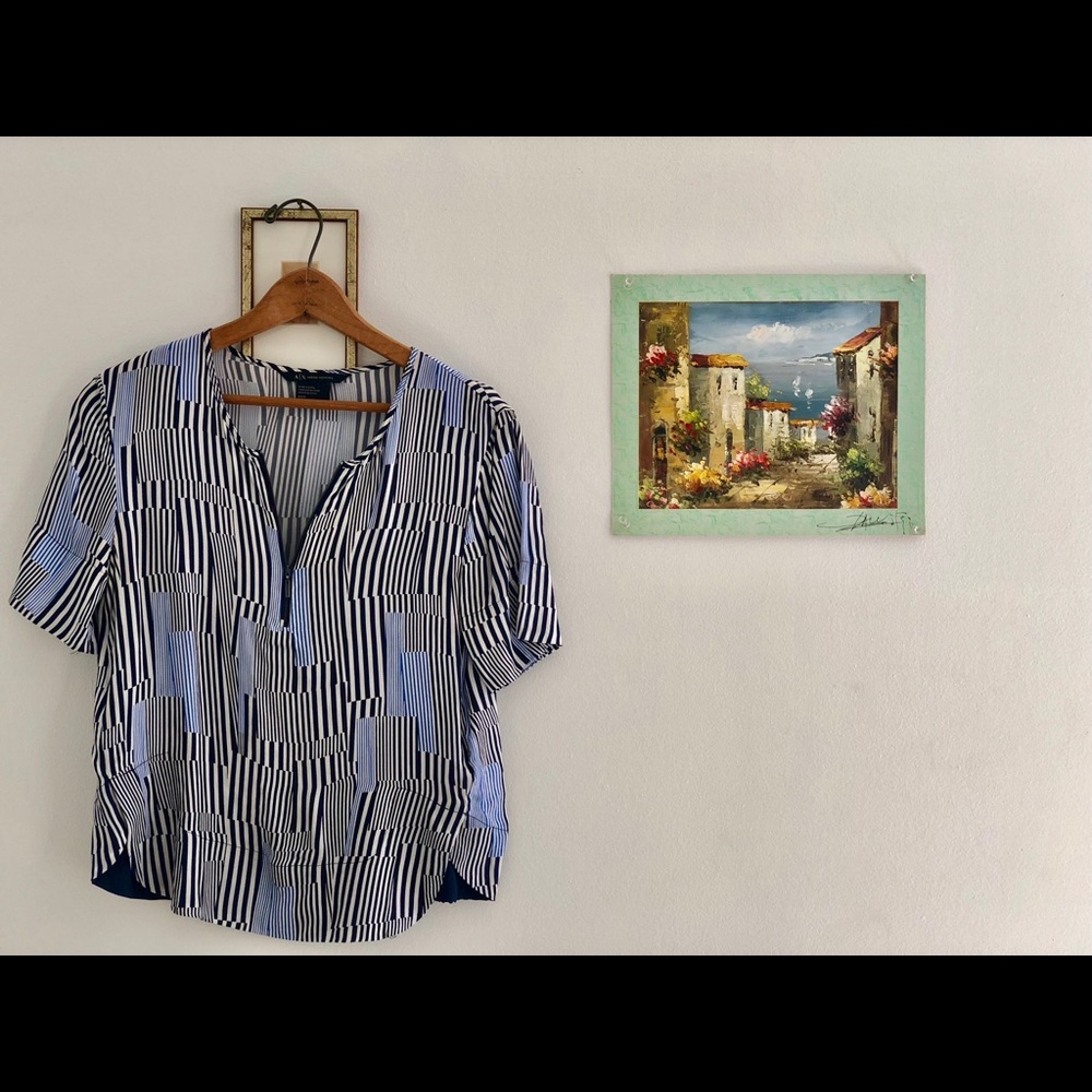 Armani exchange striped zip front top